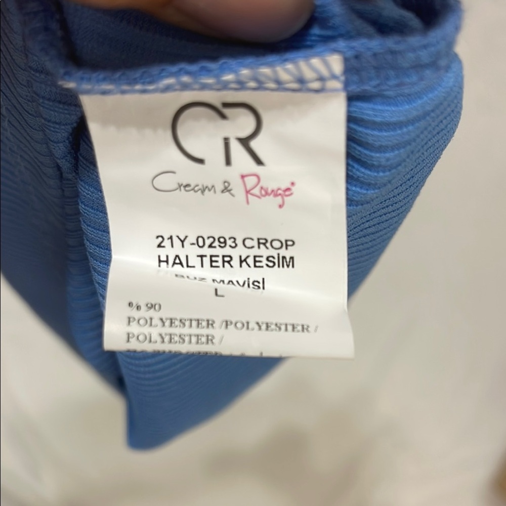 Cream & Rage Blue Ribbed Cropped Tank Top Size Large NWT - Picture 6 of 6